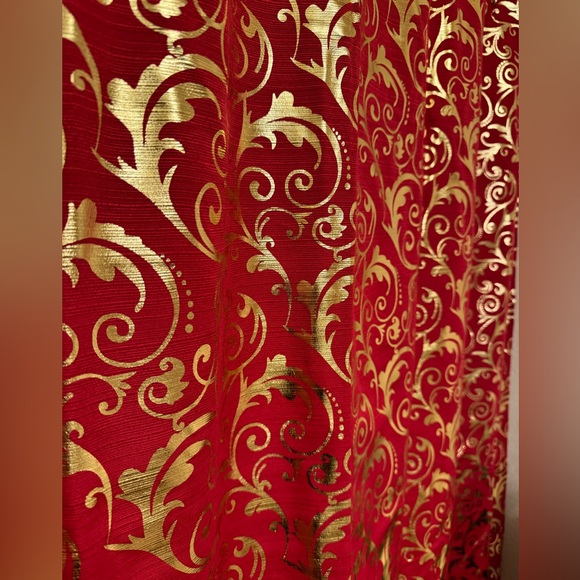 Red and Gold Shower Curtain Holiday - Picture 2 of 2